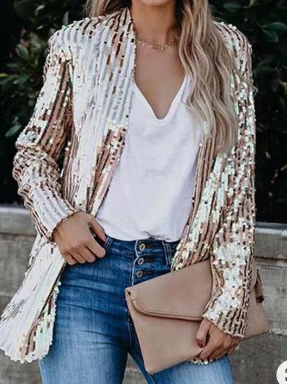 Women's Blazers Fashion Sequin Lapel Long Sleeve Blazer - LuckyFash™