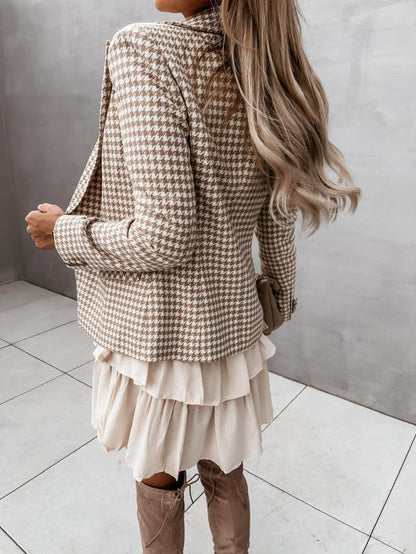 Women's Blazers Lapel Check Pocket Button Blazer - LuckyFash™