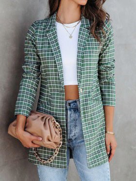 Women's Blazers Lapel Check Print Slim Fit Blazer - LuckyFash™