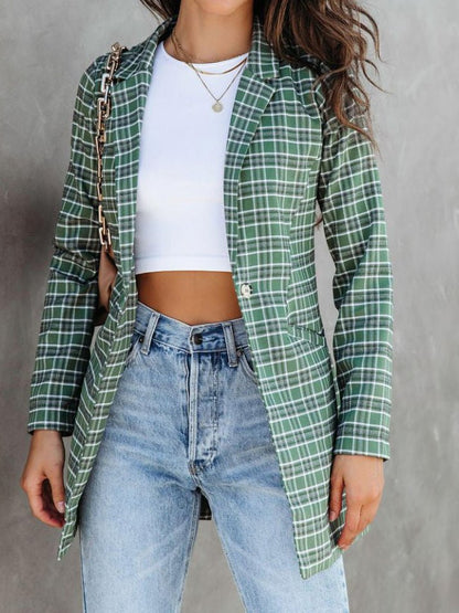 Women's Blazers Lapel Check Print Slim Fit Blazer - LuckyFash™