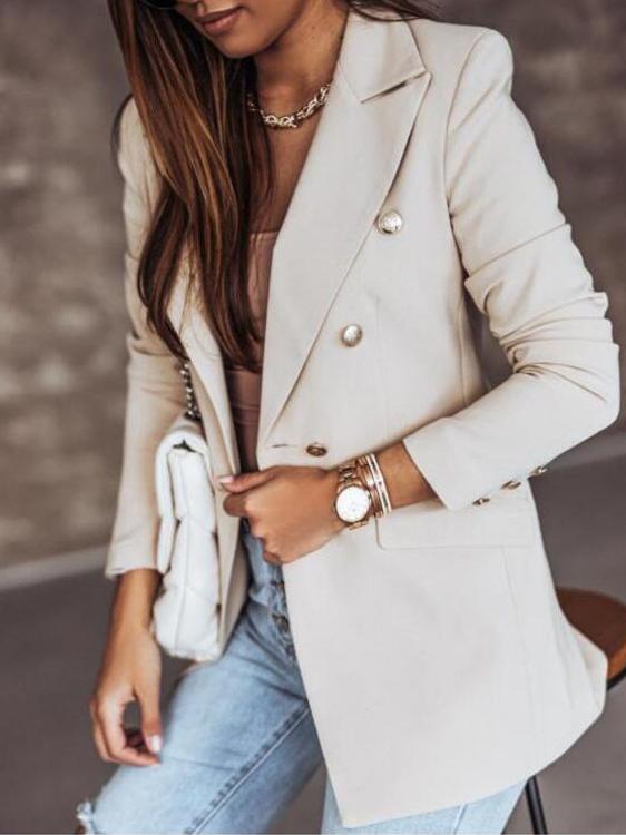 Blazers Lapel Double-Breasted Long Sleeve Blazer - LuckyFash™