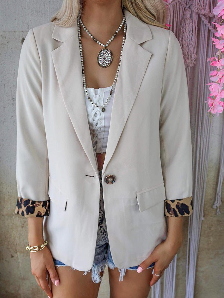 Women's Blazers Lapel Leopard Panel Long Sleeve Blazers - LuckyFash™