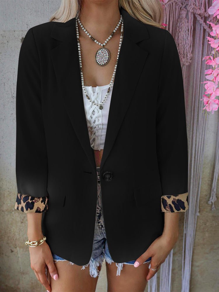 Women's Blazers Lapel Leopard Panel Long Sleeve Blazers - LuckyFash™