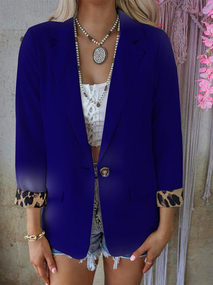 Women's Blazers Lapel Leopard Panel Long Sleeve Blazers - LuckyFash™