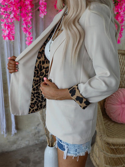 Women's Blazers Lapel Leopard Panel Long Sleeve Blazers - LuckyFash™