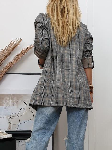 Women's Blazers Lapel Plaid Long Sleeve Blazers - LuckyFash™