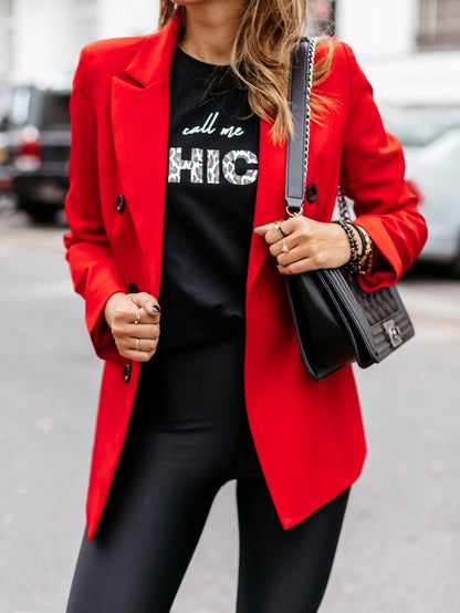 Blazers Long Sleeve Double-Breasted Button Blazer - LuckyFash™