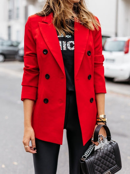 Blazers Long Sleeve Double-Breasted Button Blazer - LuckyFash™