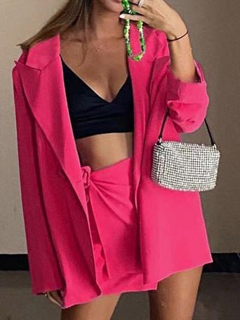 Women's Blazers Loose Solid Lapel Long Sleeve Blazer - LuckyFash™