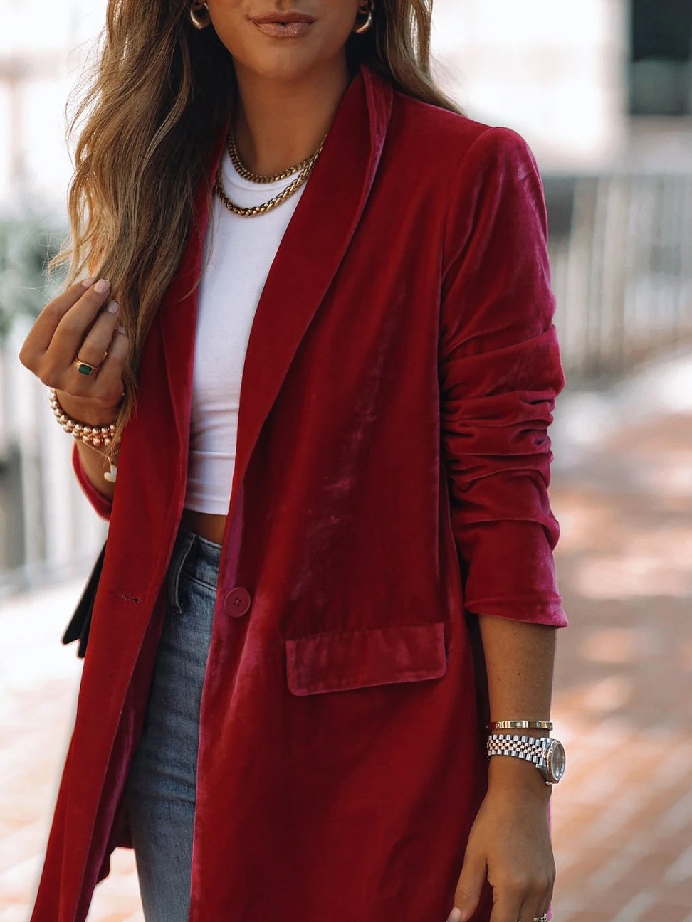 Blazers One Button Lapel Long Sleeve Blazer - LuckyFash™