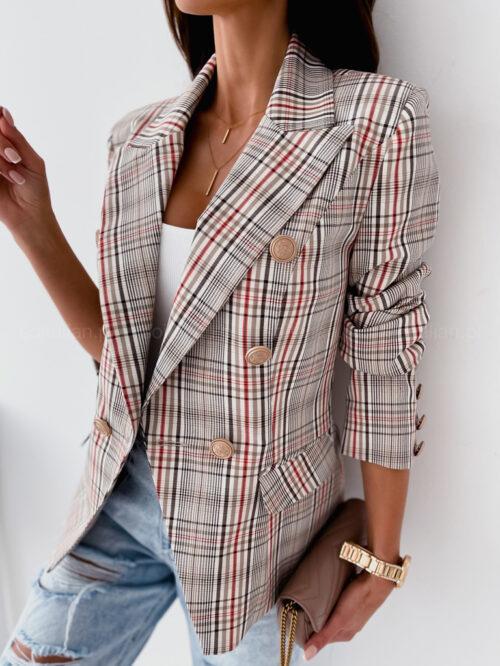 Women's Blazers Plaid Double-Breasted Long Sleeve Blazer - LuckyFash™