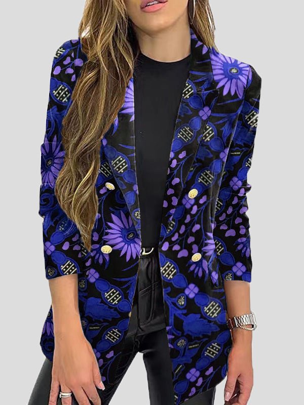 Women's Blazers Printed Lapel Long Sleeve Blazers - LuckyFash™