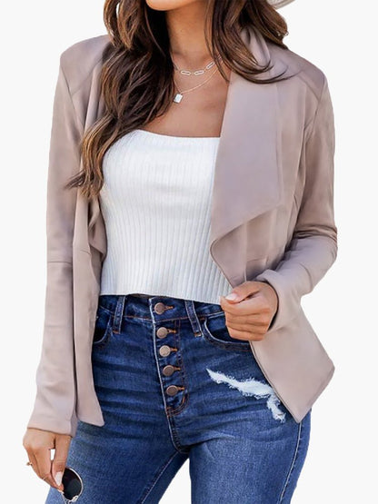 Women's Blazers Solid Lapel Cropped Casual Blazer - LuckyFash™