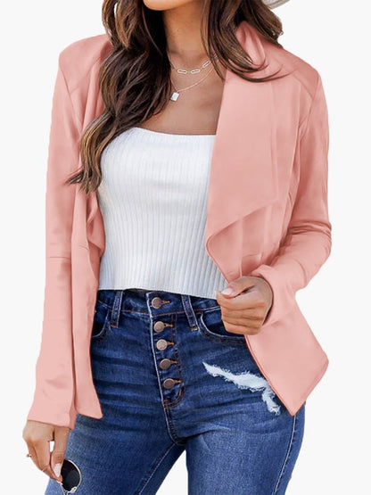 Women's Blazers Solid Lapel Cropped Casual Blazer - LuckyFash™