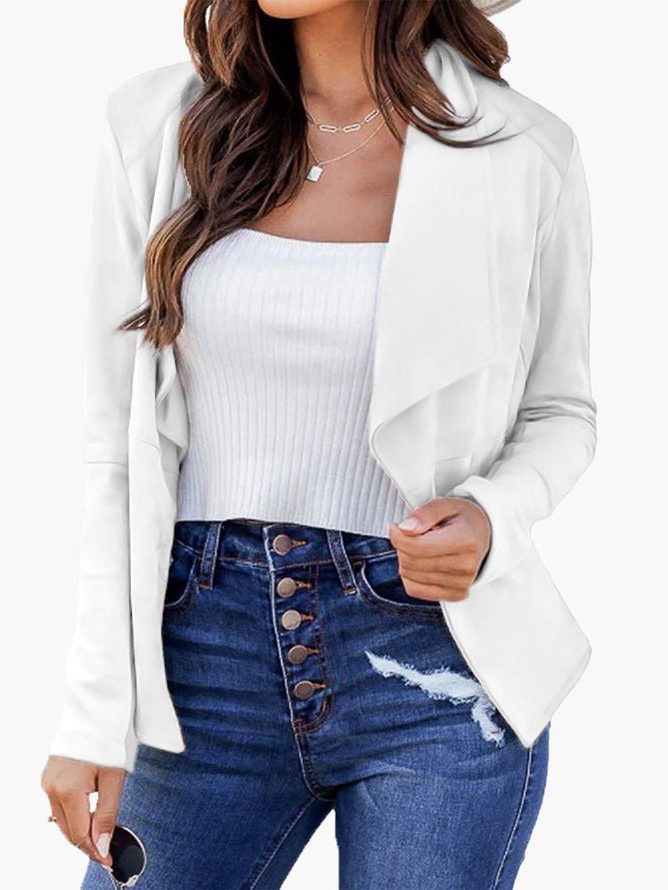 Women's Blazers Solid Lapel Cropped Casual Blazer - LuckyFash™