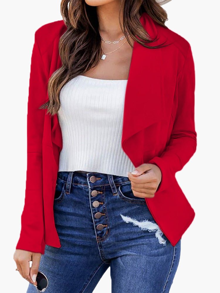 Women's Blazers Solid Lapel Cropped Casual Blazer - LuckyFash™