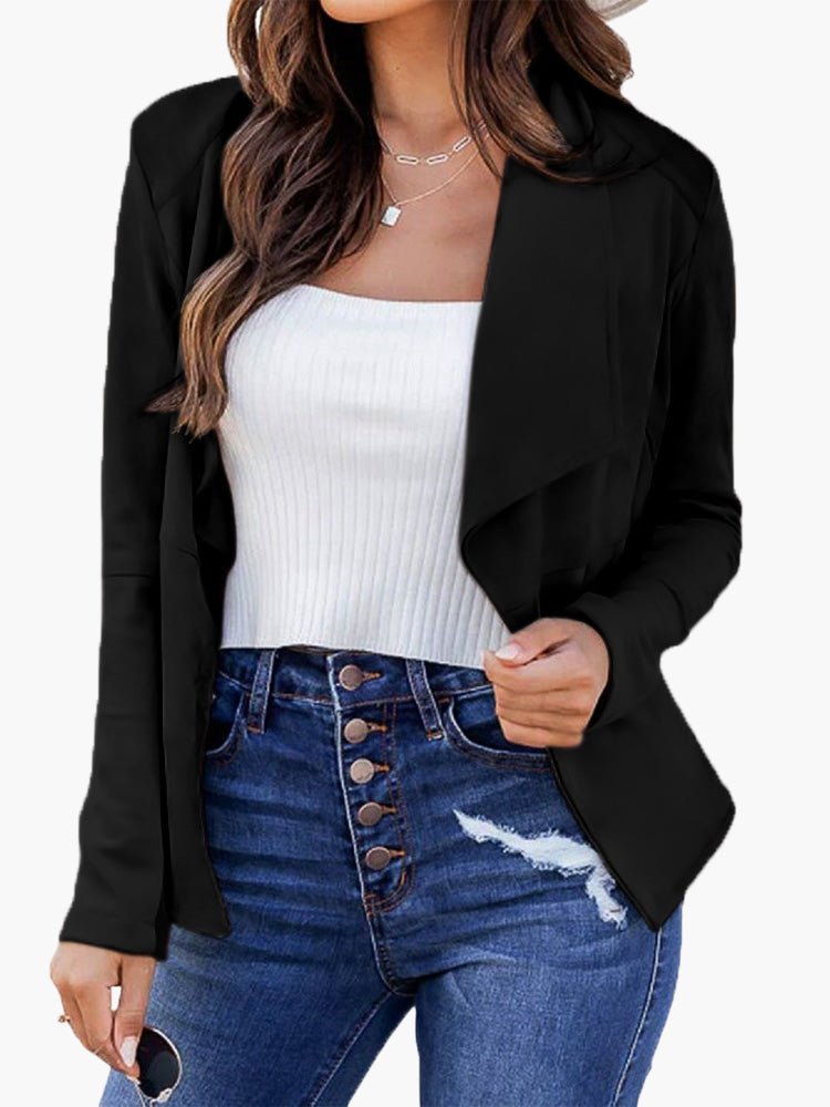 Women's Blazers Solid Lapel Cropped Casual Blazer - LuckyFash™