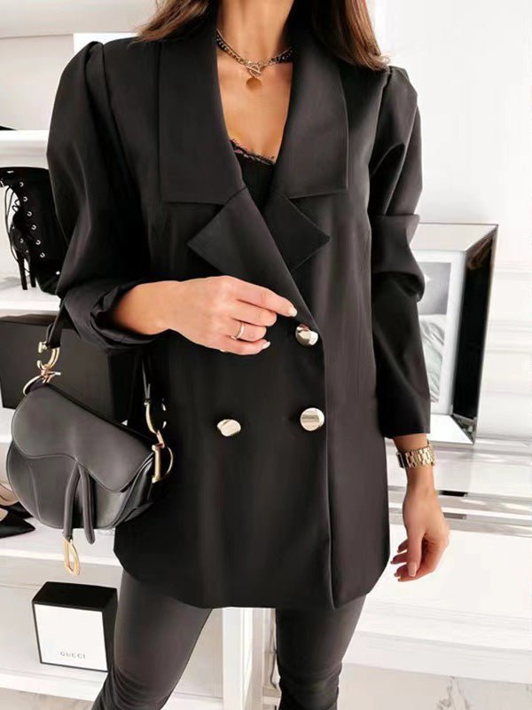 Women's Blazers Solid Lapel Double Breasted Blazers - LuckyFash™