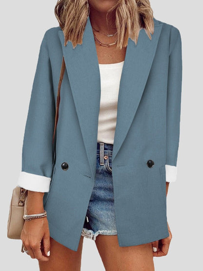 Women's Blazers Solid Lapel Long Sleeve Blazers - LuckyFash™