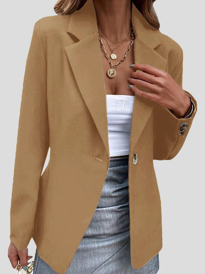 Women's Blazers Solid Lapel One Button Blazers - LuckyFash™