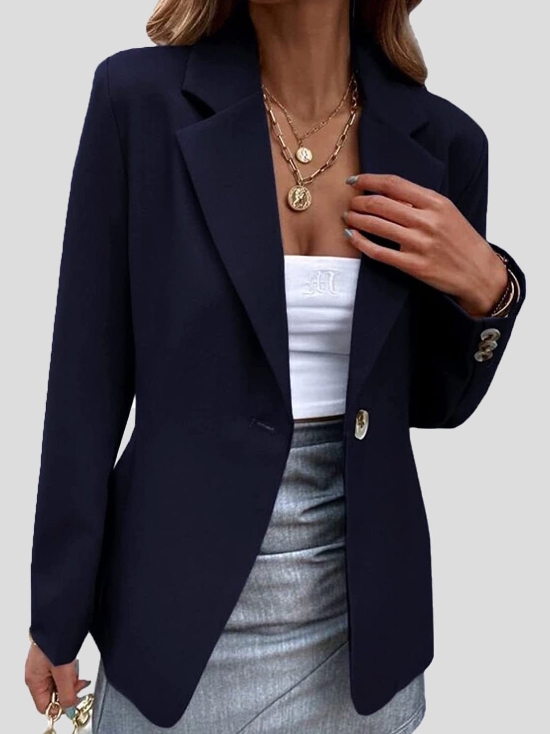 Women's Blazers Solid Lapel One Button Blazers - LuckyFash™