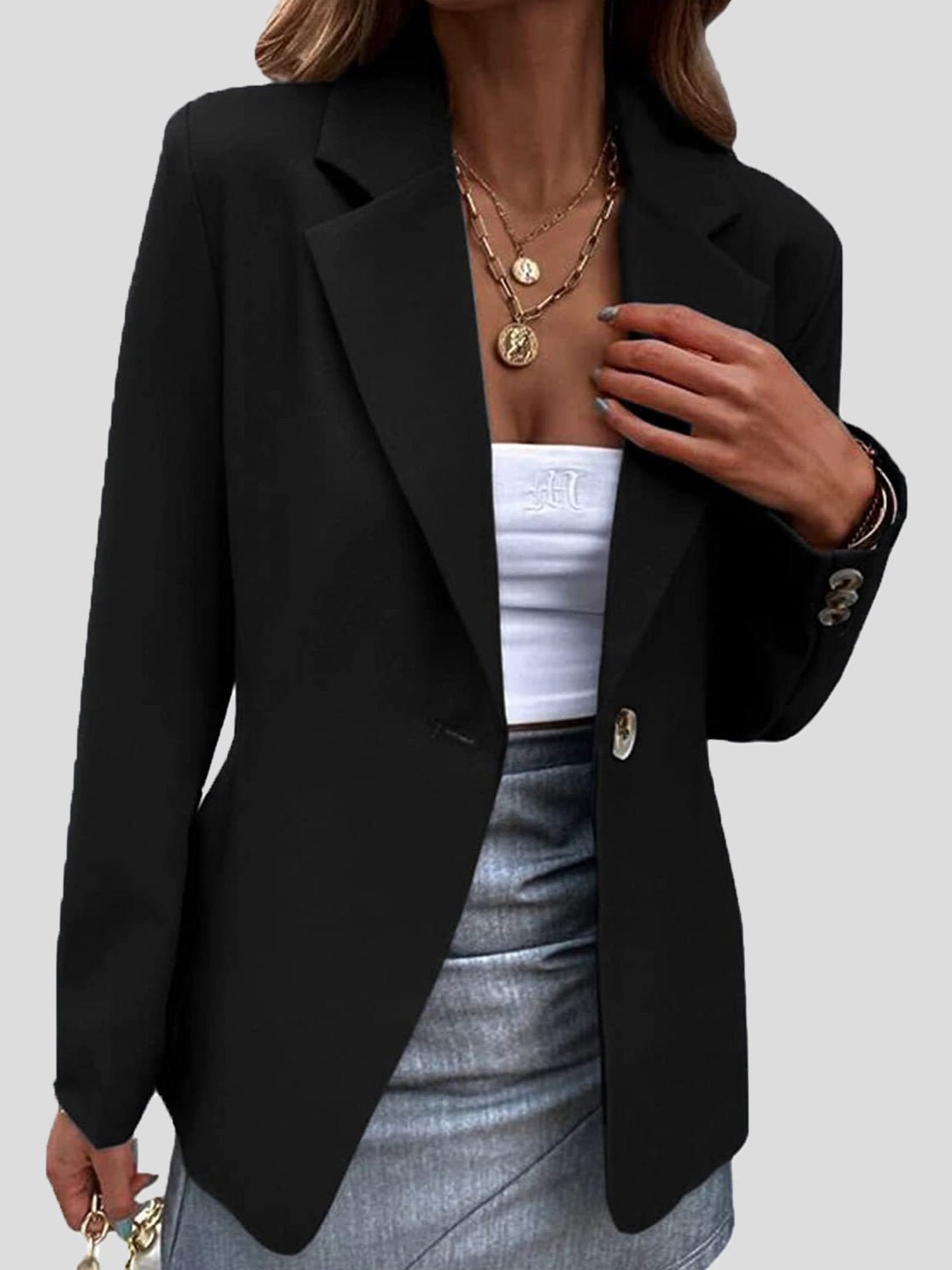 Women's Blazers Solid Lapel One Button Blazers - LuckyFash™