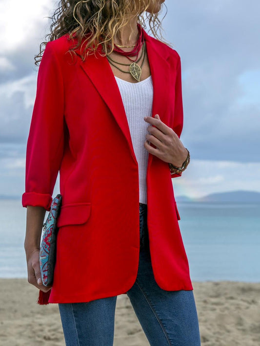 Women's Blazers Solid Lapel Slim Fit Long Sleeve Blazers - LuckyFash™