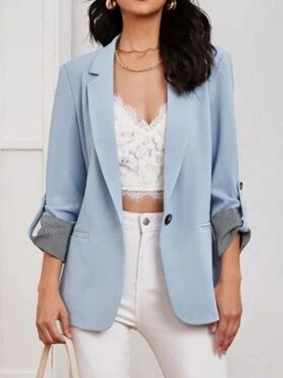 Women's Blazers Solid Lapel Slim Fit Long Sleeve Blazers - LuckyFash™