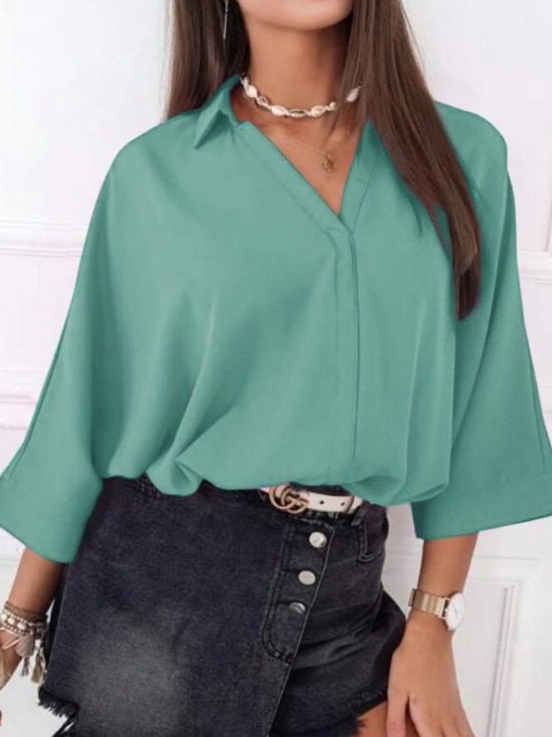 Women's Blouses 3/4 Sleeve Lapel Pullover Blouse - LuckyFash™