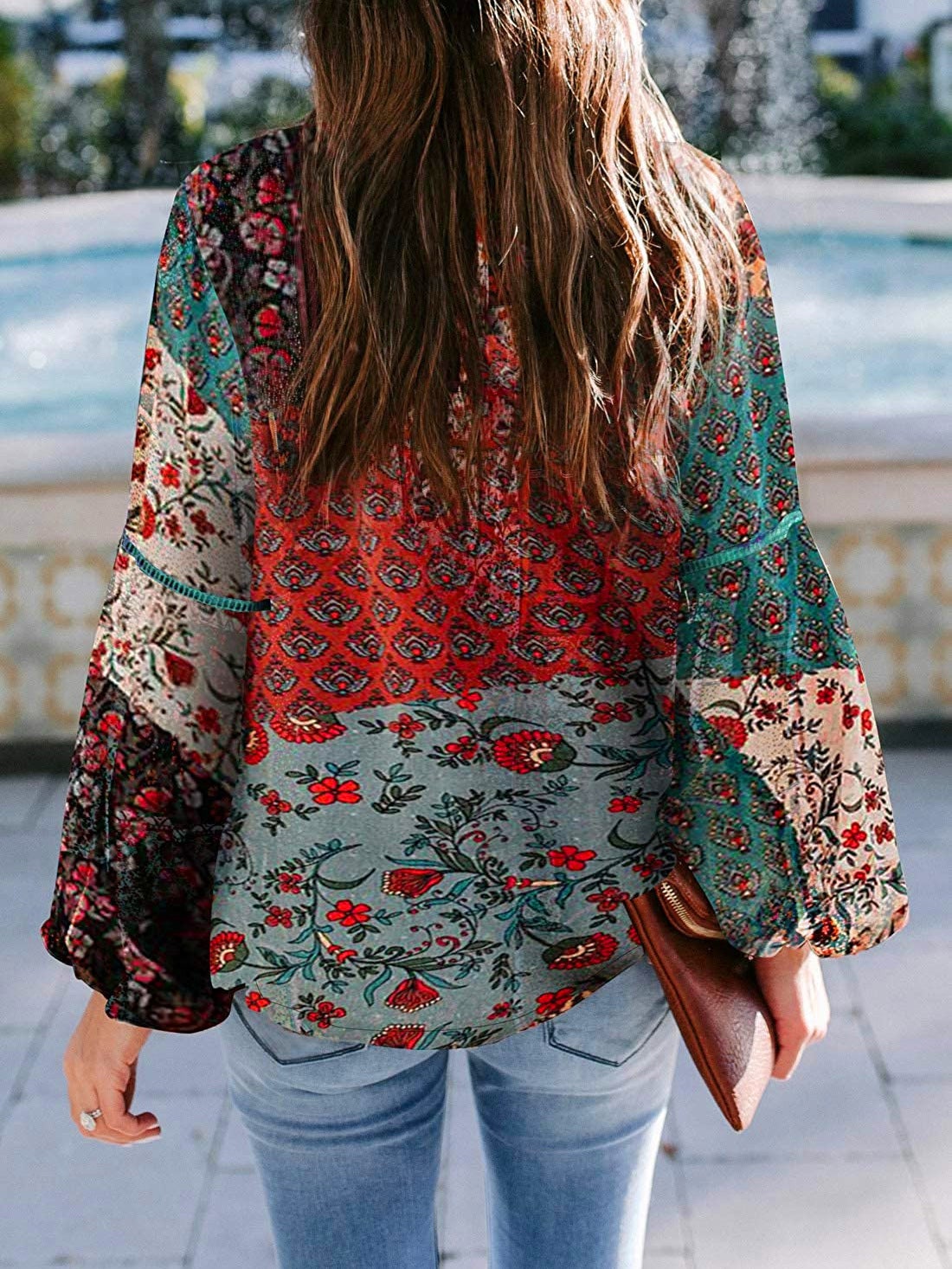 Blouses Bohemian Printed Bubble Long Sleeve Blouse - LuckyFash™