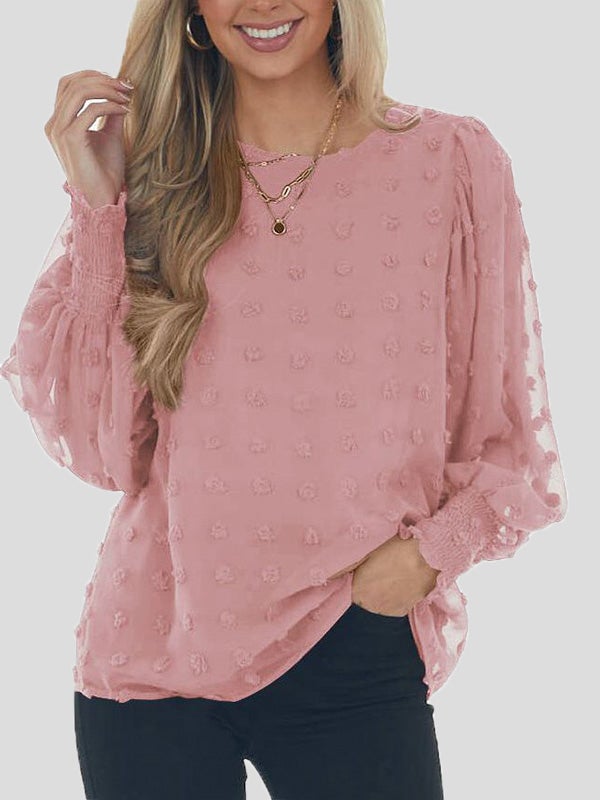 Women's Blouses Chiffon Jacquard Dot Lantern Long Sleeve Blouse - LuckyFash™