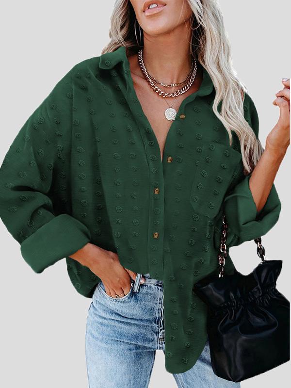 Women's Blouses Chiffon Jacquard Lapel Long Sleeve Buttoned Loose Blouses - LuckyFash™