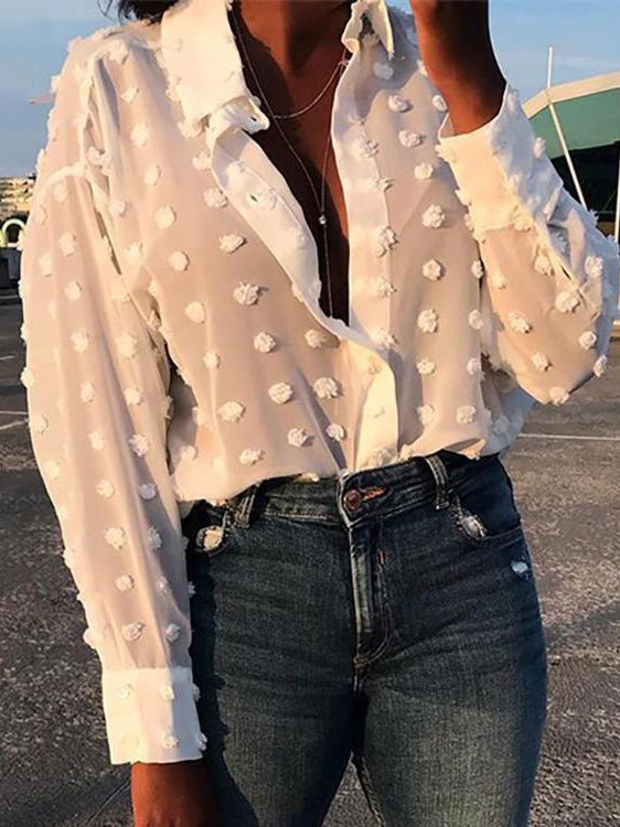 Women's Blouses Dot Long Sleeve Lapel Button Blouse - LuckyFash™