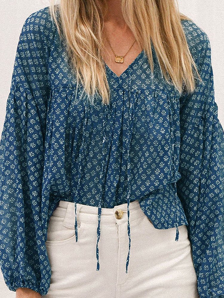 Blouses Fashion Loose Chiffon Lantern Long Sleeve Blouse - LuckyFash™