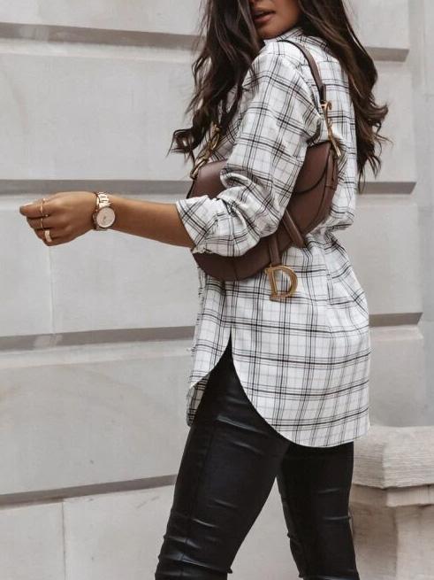 Women's Blouses Fashion Plaid Button Long Sleeve Long Blouses - LuckyFash™