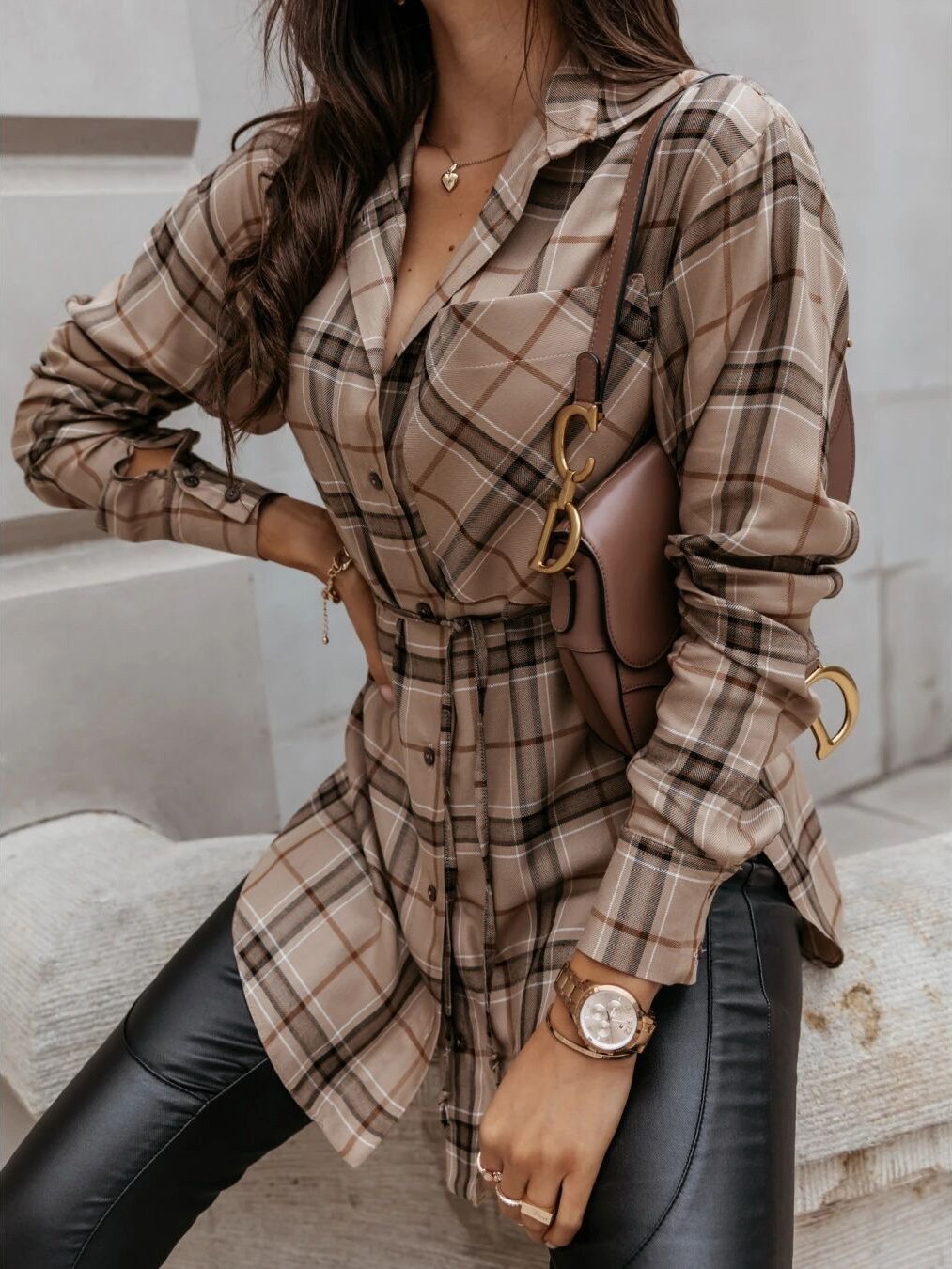 Women's Blouses Fashion Plaid Button Long Sleeve Long Blouses - LuckyFash™