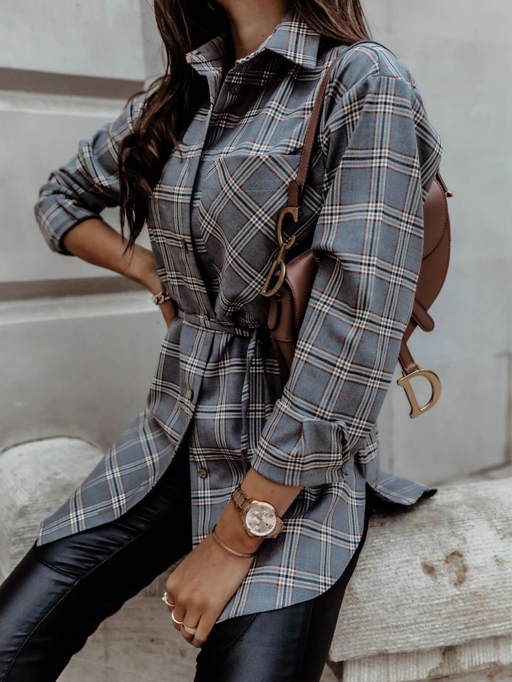 Women's Blouses Fashion Plaid Button Long Sleeve Long Blouses - LuckyFash™