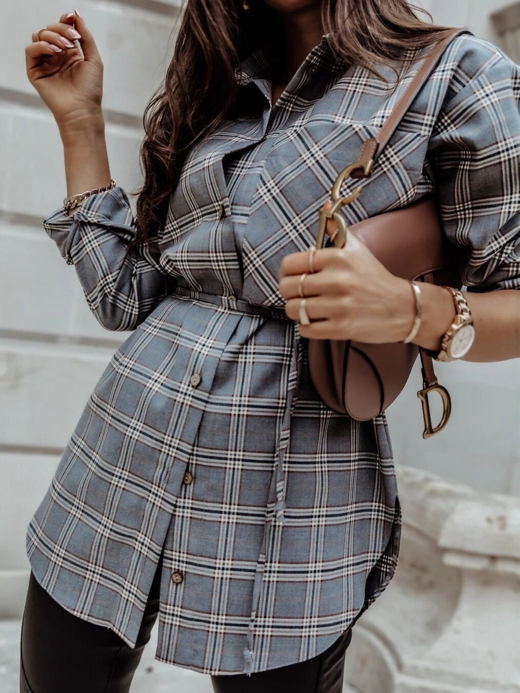 Women's Blouses Fashion Plaid Button Long Sleeve Long Blouses - LuckyFash™