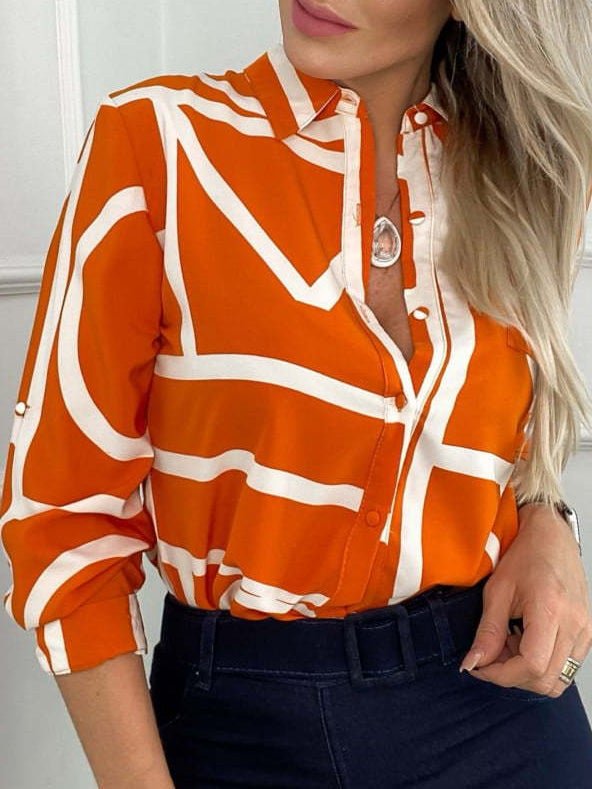 Blouses Fashion Print Button Long Sleeve Blouse - LuckyFash™