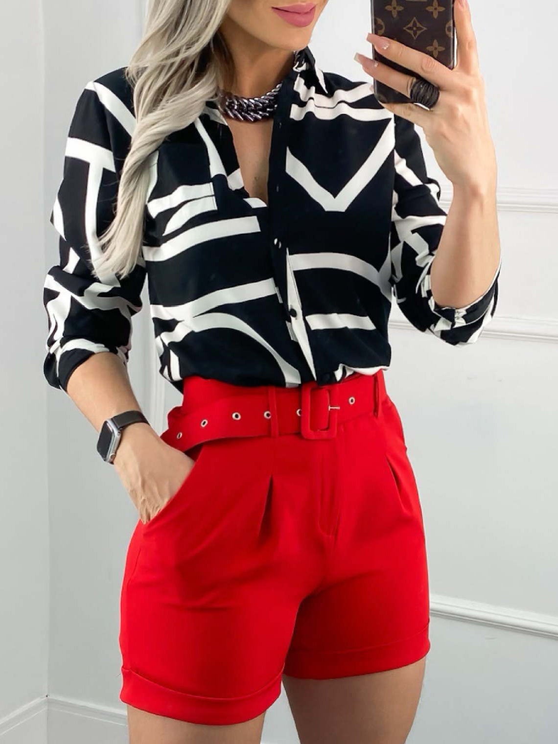 Blouses Fashion Print Button Long Sleeve Blouse - LuckyFash™