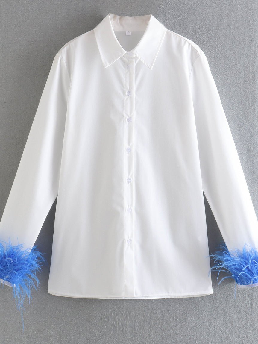 Women's Blouses Feather Lapel Long Sleeve Blouse - LuckyFash™