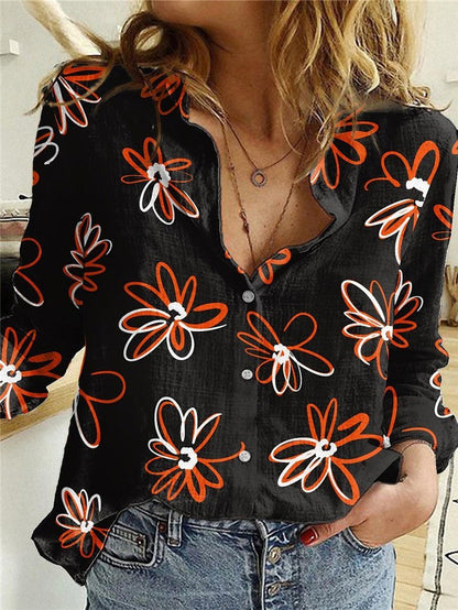 Women's Blouses Floral Print Button Long Sleeve Blouse - LuckyFash™