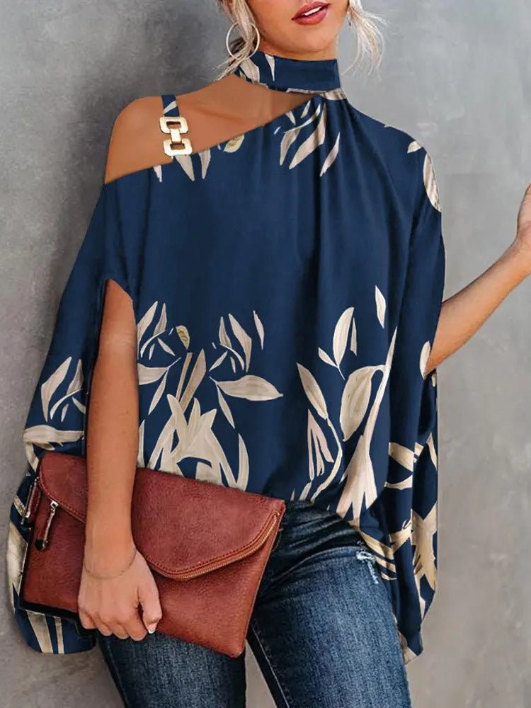 Women's Blouses Halter Neck Off Shoulder Doll Sleeve Print Blouse - LuckyFash™