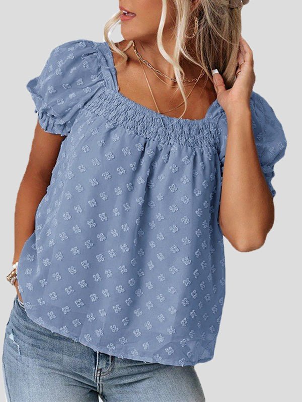 Women's Blouses Jacquard Square Neck Chiffon Blouse - LuckyFash™