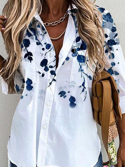 Women's Blouses Lapel Leaf Single Breasted Long Sleeve Blouse - LuckyFash™