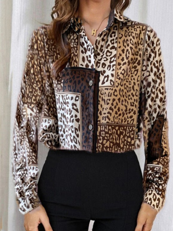 Women's Blouses Lapel Leopard Long Sleeve Blouse - LuckyFash™