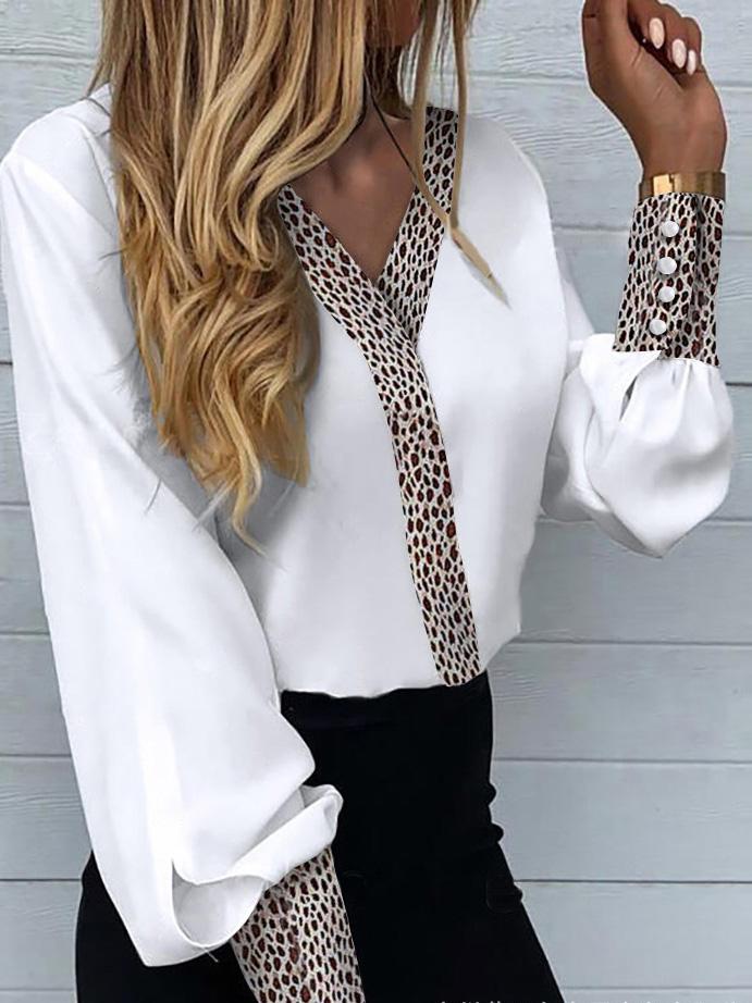 Women's Blouses Leopard Print Button Lantern Sleeve Blouses - LuckyFash™