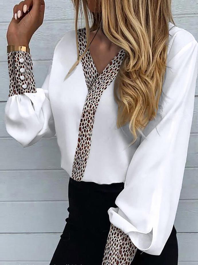 Women's Blouses Leopard Print Button Lantern Sleeve Blouses - LuckyFash™