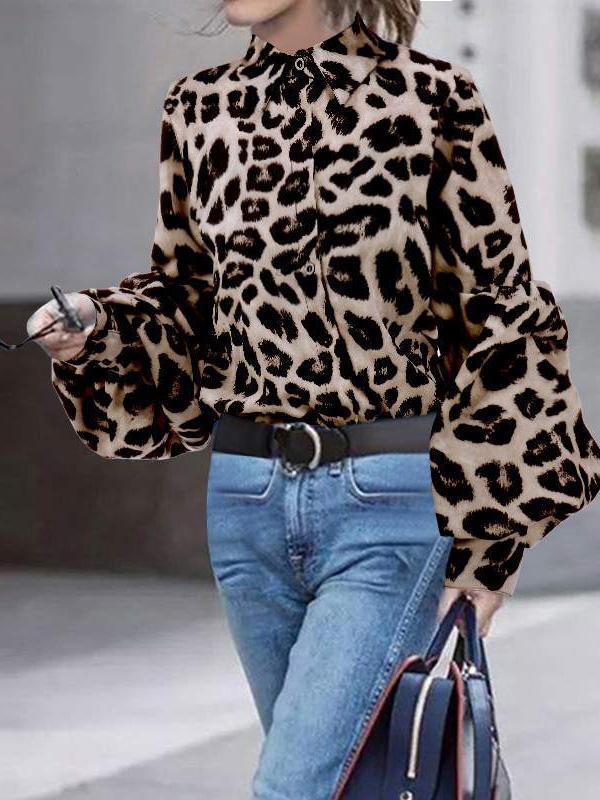 Women's Blouses Leopard Print Long Sleeve Blouses - LuckyFash™