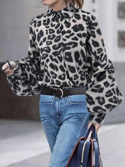 Women's Blouses Leopard Print Long Sleeve Blouses - LuckyFash™